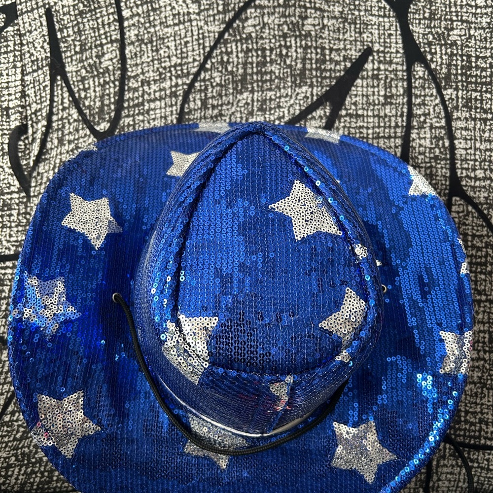 Sequin Blue Star Cowboy Hat - Picture 6 of 7